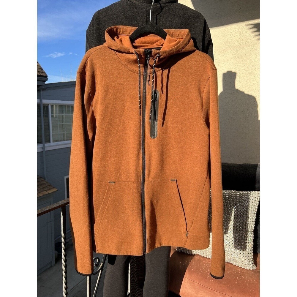OLD NAVY ACTIVE MENS JACKET TAN SIZE L DYNAMIC FLEECE FULL ZIP HOODIE